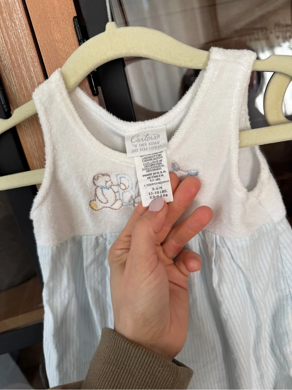Vintage 90s Carter’s shortall romper overalls embroidered terry bunny teddy bear